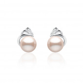 Cercei perle naturale roz pudra din argint cu cristal DiAmanti SK18202E-L-G